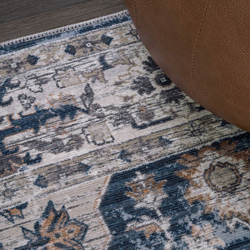 Didim Boho Gray Medallion Washable Area Rug